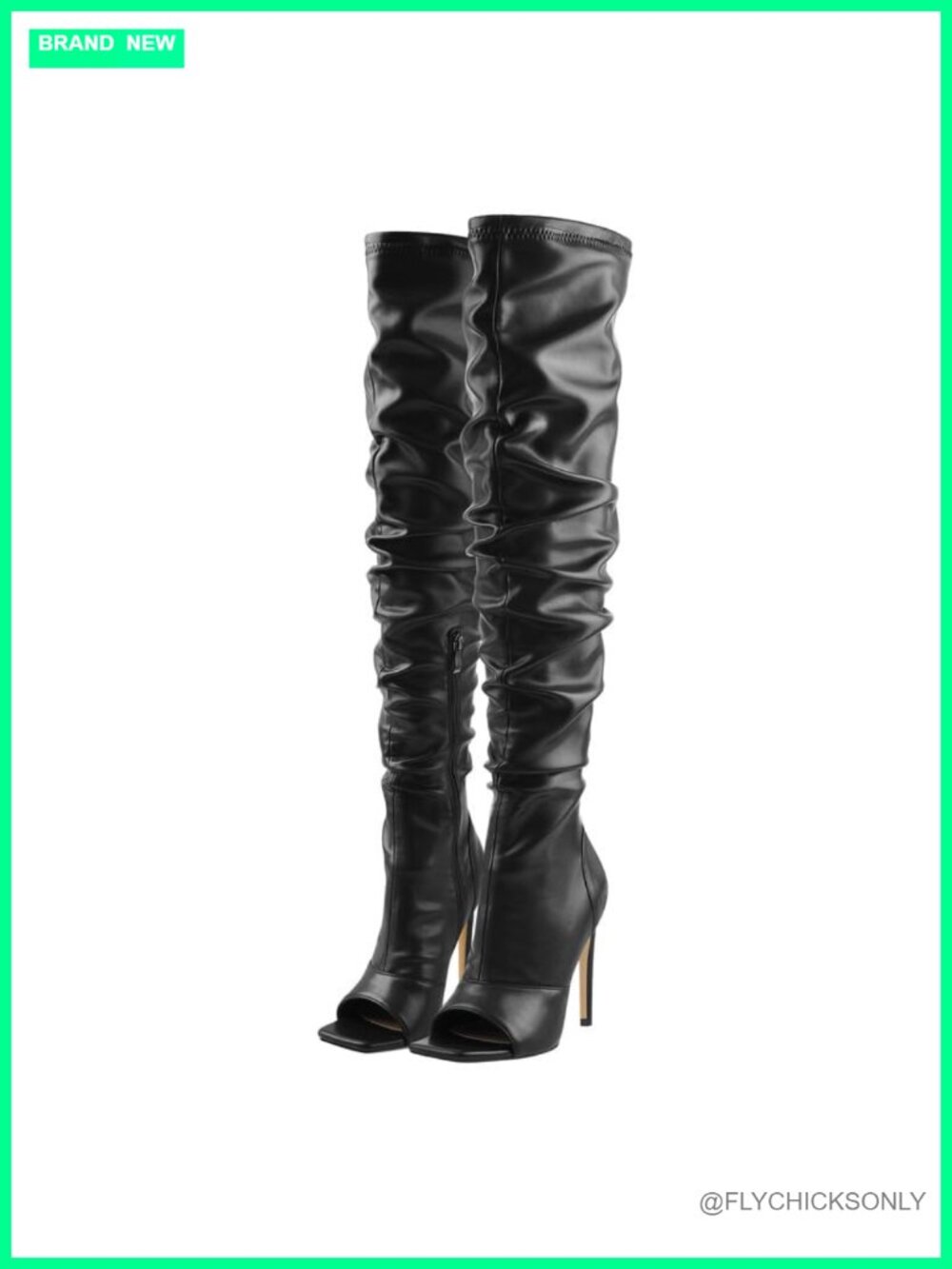 Women's Stiletto Heel Over-the-Knee Boots Wide Calf Rhinestone Lace Up Zip